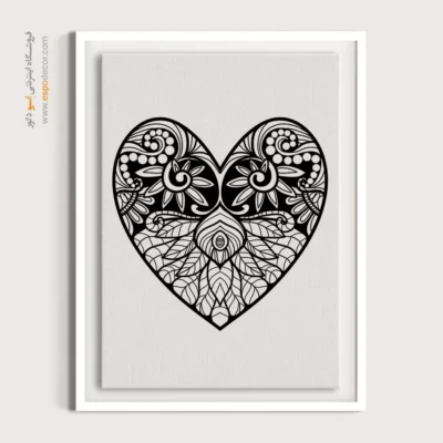 تابلو دیواری برای دکوراسیون مدرن - قلب آرامش – تابلو سیاه و سفید - اسپو دکور