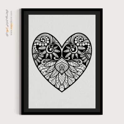 تابلو دیواری برای دکوراسیون مدرن - قلب آرامش – تابلو سیاه و سفید - اسپو دکور