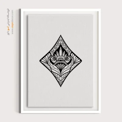 تابلو بوم هنری خال ورق خشت - الماس – تابلو سیاه و سفید - اسپو دکور