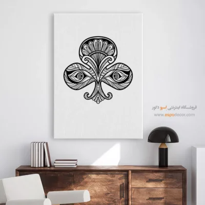 تابلو بوم سیاه و سفید انتزاعی - چشم‌های شانس – تابلو سیاه و سفید - اسپو دکور