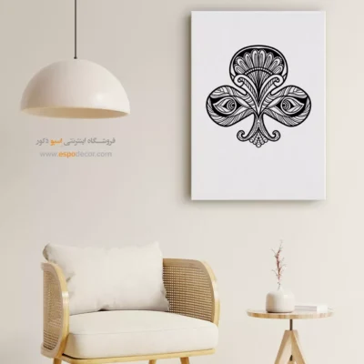 تابلو بوم سیاه و سفید انتزاعی - چشم‌های شانس – تابلو سیاه و سفید - اسپو دکور