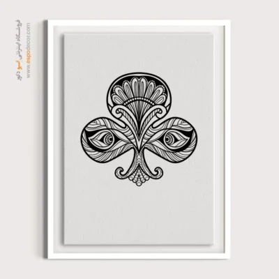 تابلو بوم سیاه و سفید انتزاعی - چشم‌های شانس – تابلو سیاه و سفید - اسپو دکور