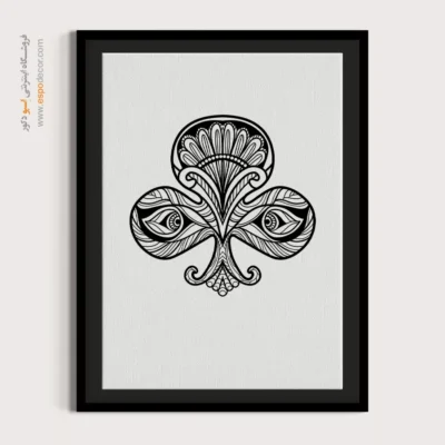 تابلو بوم سیاه و سفید انتزاعی - چشم‌های شانس – تابلو سیاه و سفید - اسپو دکور