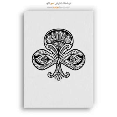 تابلو بوم سیاه و سفید انتزاعی - چشم‌های شانس – تابلو سیاه و سفید - اسپو دکور