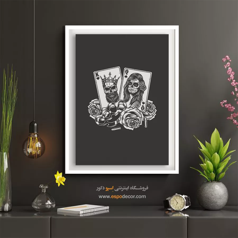 تابلو شاه و بیبی سیاه سفید - رزهای خطر – تابلو سیاه و سفید - اسپو دکور