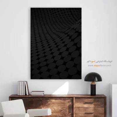 تابلو با طرح‌های مینیمال هندسی - موج دایره‌ – تابلو سیاه و سفید - اسپو دکور