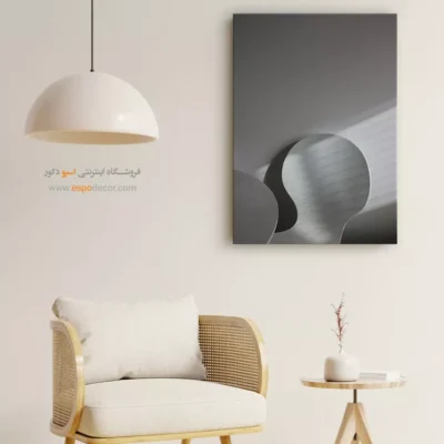 تابلو مینیمالیسم نور و سایه - منحنی – تابلو سیاه و سفید - اسپو دکور