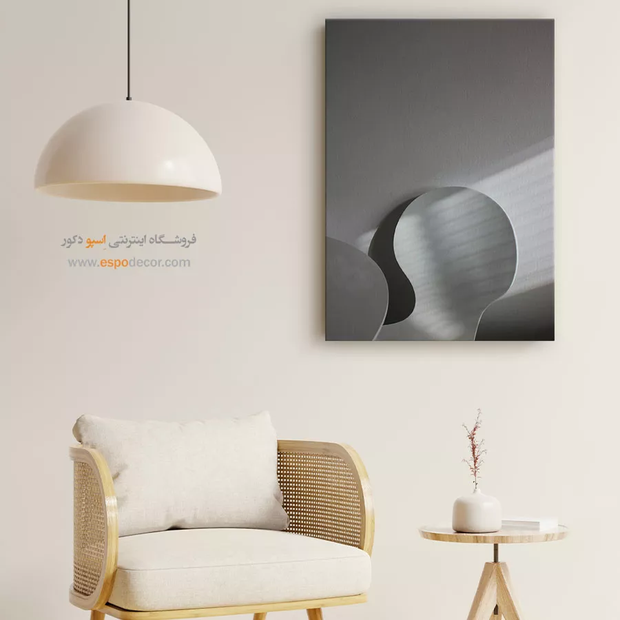 تابلو مینیمالیسم نور و سایه - منحنی – تابلو سیاه و سفید - اسپو دکور