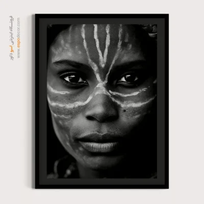 تابلو پرتره قومیتی سیاه و سفید - روح قبیله – تابلو سیاه و سفید - اسپو دکور