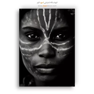 تابلو پرتره قومیتی سیاه و سفید - روح قبیله – تابلو سیاه و سفید - اسپو دکور