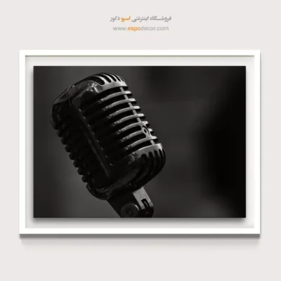تابلو میکروفون کلاسیک سیاه و سفید - صدای فلزی – تابلو سیاه و سفید - اسپو دکور