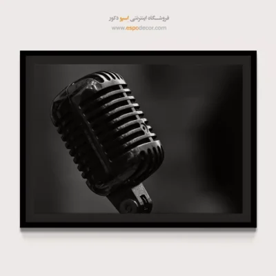 تابلو میکروفون کلاسیک سیاه و سفید - صدای فلزی – تابلو سیاه و سفید - اسپو دکور