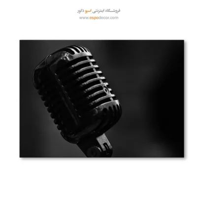 تابلو میکروفون کلاسیک سیاه و سفید - صدای فلزی – تابلو سیاه و سفید - اسپو دکور