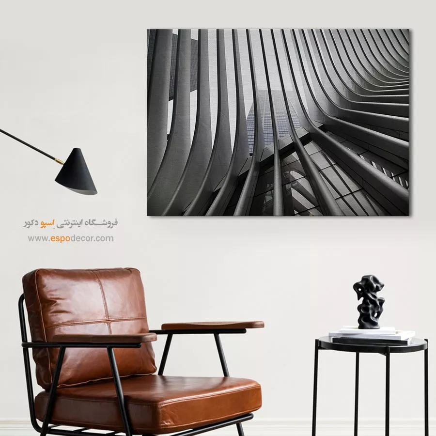 تابلو هندسی انتزاعی - ریتم – تابلو سیاه و سفید - اسپو دکور