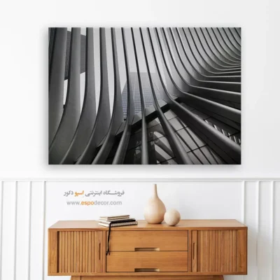 تابلو هندسی انتزاعی - ریتم – تابلو سیاه و سفید - اسپو دکور