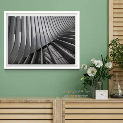 تابلو هندسی انتزاعی - ریتم – تابلو سیاه و سفید - اسپو دکور