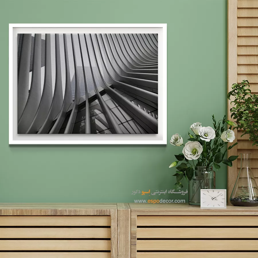 تابلو هندسی انتزاعی - ریتم – تابلو سیاه و سفید - اسپو دکور