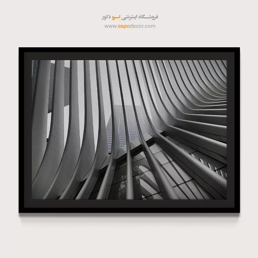 تابلو هندسی انتزاعی - ریتم – تابلو سیاه و سفید - اسپو دکور