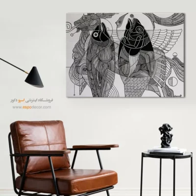 تابلو دیواری الهام گرفته از کوبیسم - شمایل – تابلو سیاه و سفید - اسپو دکور