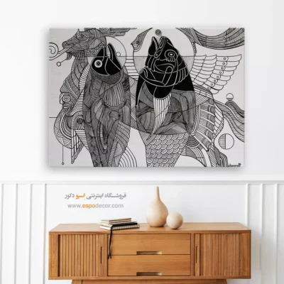 تابلو دیواری الهام گرفته از کوبیسم - شمایل – تابلو سیاه و سفید - اسپو دکور