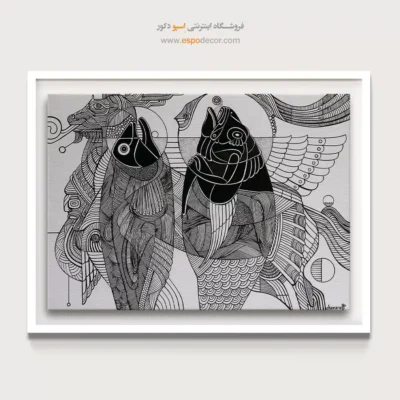 تابلو دیواری الهام گرفته از کوبیسم - شمایل – تابلو سیاه و سفید - اسپو دکور