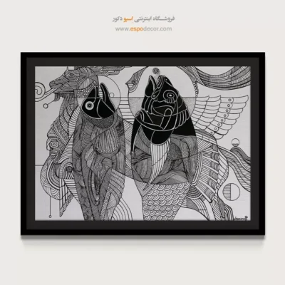 تابلو دیواری الهام گرفته از کوبیسم - شمایل – تابلو سیاه و سفید - اسپو دکور