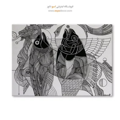 تابلو دیواری الهام گرفته از کوبیسم - شمایل – تابلو سیاه و سفید - اسپو دکور