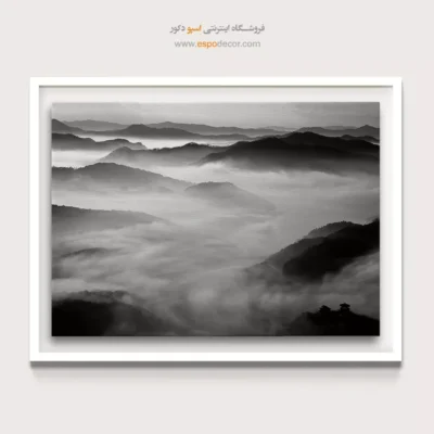 تابلو منظره مه‌آلود سیاه و سفید - دریای مه – تابلو سیاه و سفید - اسپو دکور