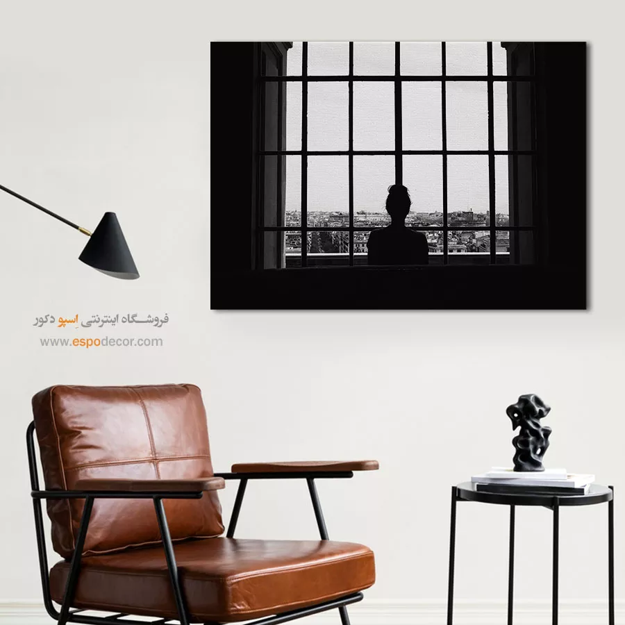 تابلو لوکس با کنتراست شدید - تماشای شهر – تابلو سیاه و سفید - اسپو دکور