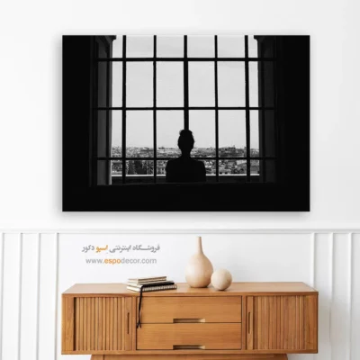 تابلو لوکس با کنتراست شدید - تماشای شهر – تابلو سیاه و سفید - اسپو دکور