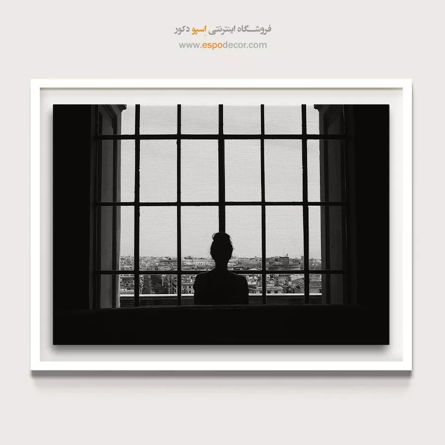 تابلو لوکس با کنتراست شدید - تماشای شهر – تابلو سیاه و سفید - اسپو دکور