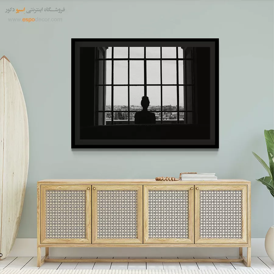 تابلو لوکس با کنتراست شدید - تماشای شهر – تابلو سیاه و سفید - اسپو دکور