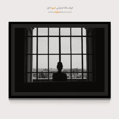 تابلو لوکس با کنتراست شدید - تماشای شهر – تابلو سیاه و سفید - اسپو دکور