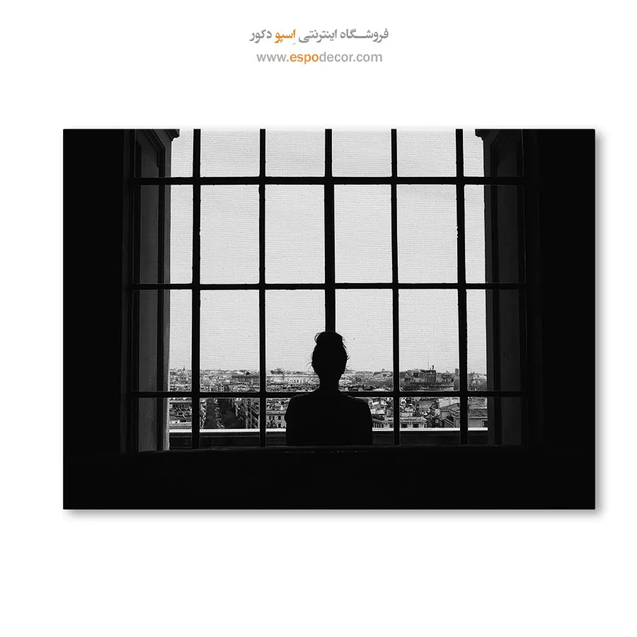 تابلو لوکس با کنتراست شدید - تماشای شهر – تابلو سیاه و سفید - اسپو دکور