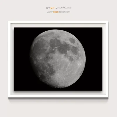 تابلو با طرح‌ ماه - نیم‌رخ نقره‌ای – تابلو سیاه و سفید - اسپو دکور
