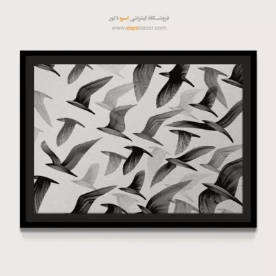 تابلو پرندگان سیاه و سفید - رقص پرندگان – تابلو سیاه و سفید - اسپو دکور