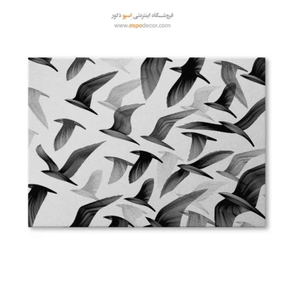 تابلو پرندگان سیاه و سفید - رقص پرندگان – تابلو سیاه و سفید - اسپو دکور