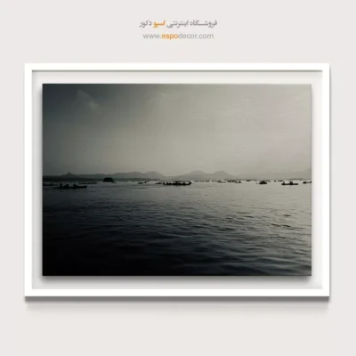 تابلو بوم با طراحی منظره - حرکت در مه – تابلو سیاه و سفید - اسپو دکور
