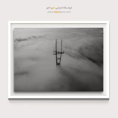 تابلو دیواری با تم ابر - سکوت فلزی – تابلو سیاه و سفید - اسپو دکور