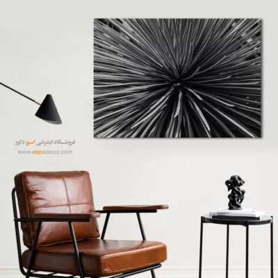 تابلو دیواری انتزاعی بافت - انفجار شعاعی – تابلو سیاه و سفید - اسپو دکور