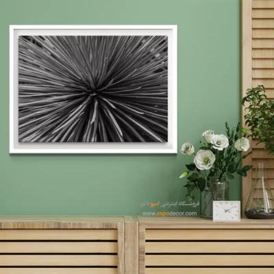 تابلو دیواری انتزاعی بافت - انفجار شعاعی – تابلو سیاه و سفید - اسپو دکور