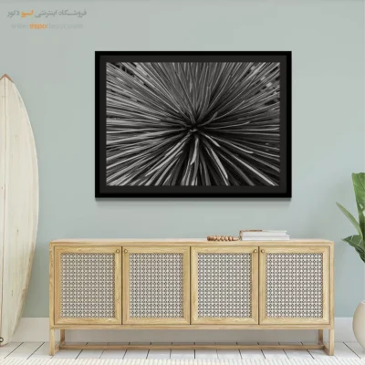 تابلو دیواری انتزاعی بافت - انفجار شعاعی – تابلو سیاه و سفید - اسپو دکور