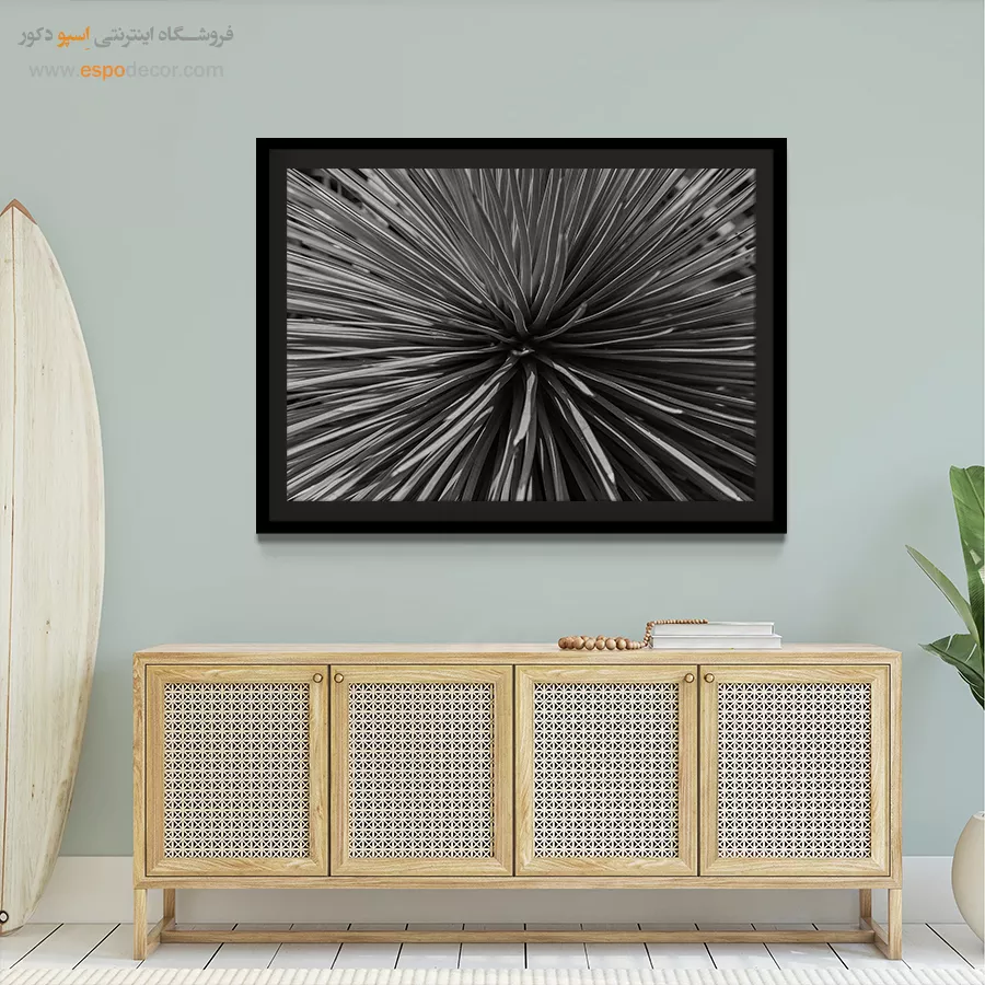 تابلو دیواری انتزاعی بافت - انفجار شعاعی – تابلو سیاه و سفید - اسپو دکور
