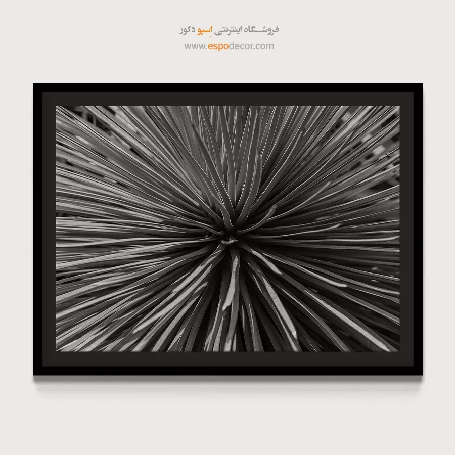 تابلو دیواری انتزاعی بافت - انفجار شعاعی – تابلو سیاه و سفید - اسپو دکور
