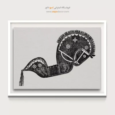 تابلو سیاه و سفید مفهومی - اسب چوبی – تابلو سیاه و سفید - اسپو دکور