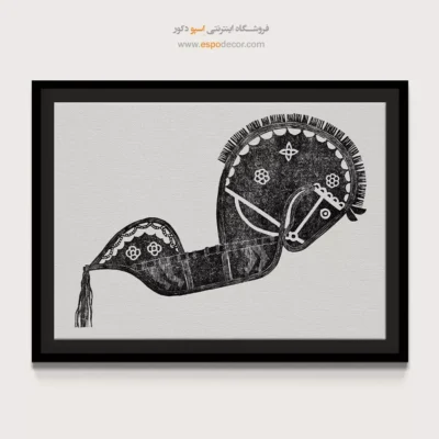 تابلو سیاه و سفید مفهومی - اسب چوبی – تابلو سیاه و سفید - اسپو دکور