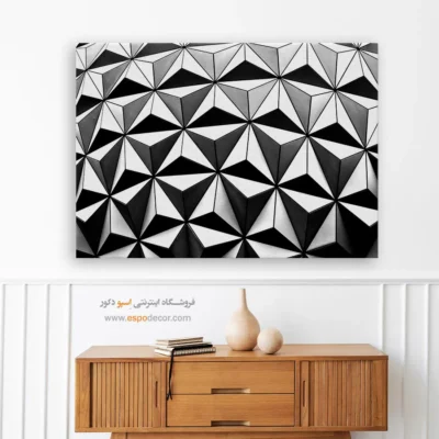 تابلو دیواری ساده و مدرن - شبکه‌ی ژئودزیک – تابلو سیاه و سفید - اسپو دکور