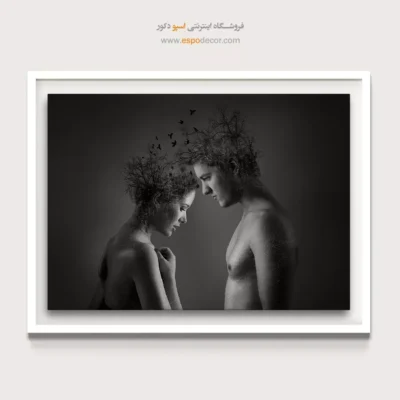 خرید تابلو هدیه سالگرد ازدواج - پیوند با طبیعت – تابلو سیاه و سفید - اسپو دکور
