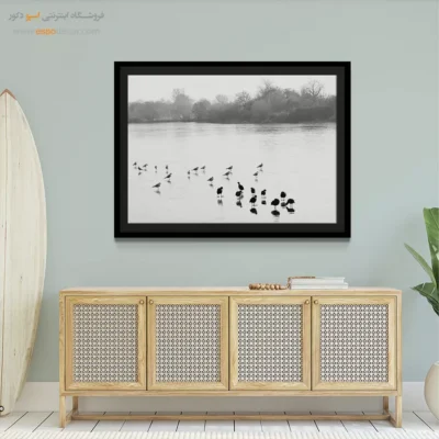 تابلو مدرن سیاه و سفید مخصوص پذیرایی - مجمع پرندگان – تابلو سیاه و سفید - اسپو دکور