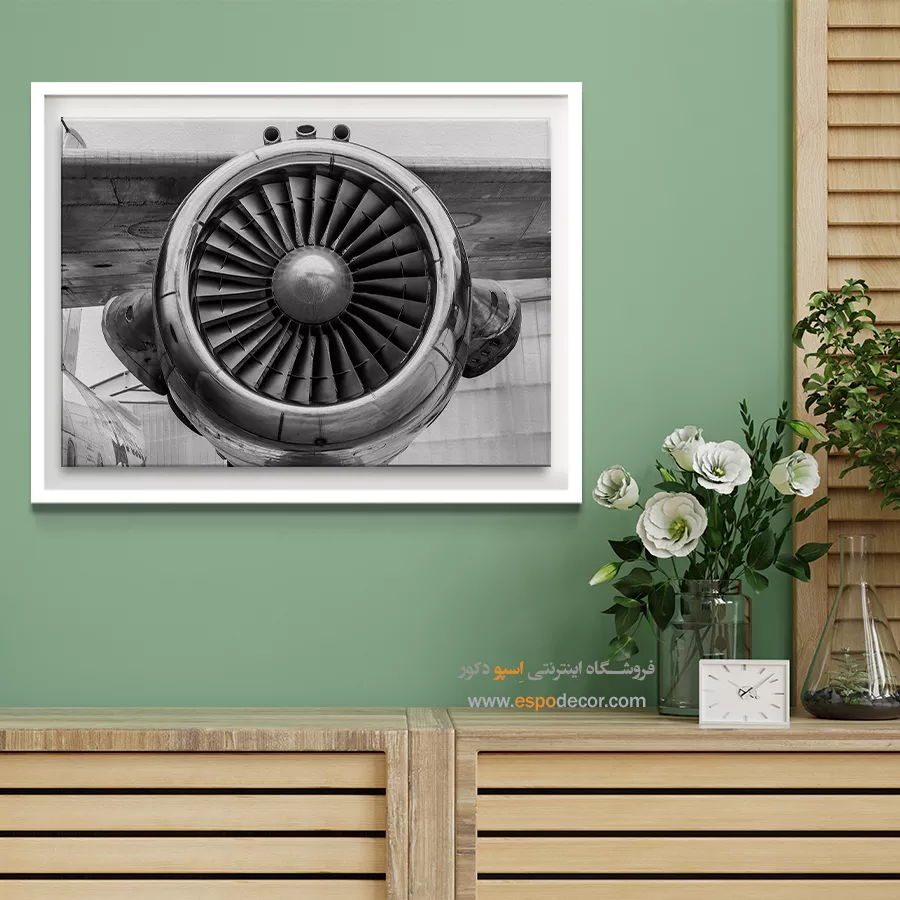 تابلو مدرن بزرگ - هندسهی توربین – تابلو سیاه و سفید - اسپو دکور